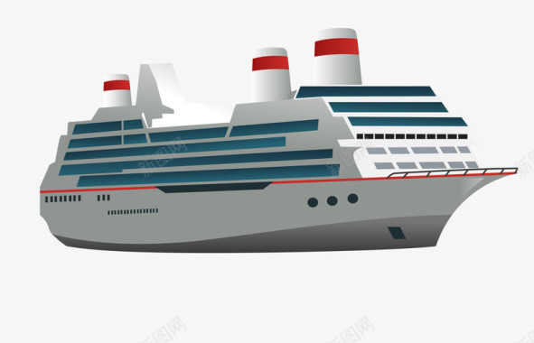 小花帽子卡通白色轮船渡轮图标图标