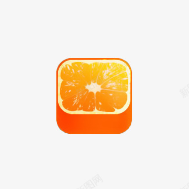 按钮卡通方形的橙子ICON图标图标