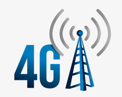 蓝色信号格4G无线网络信号塔插画高清图片