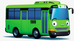 公交车卡通绿色车表情素材