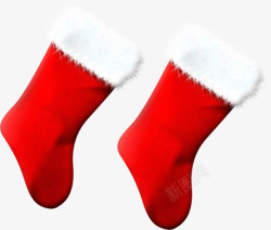 红色手绘圣诞节袜子素材