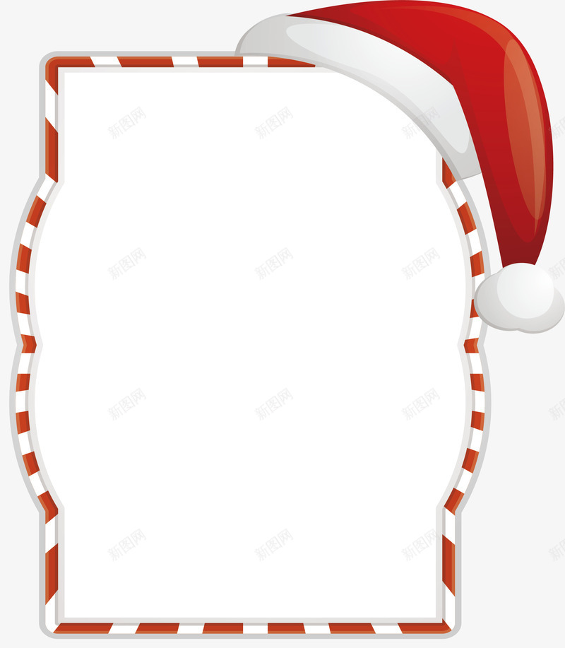 圣诞节圣诞帽红色边框png免抠素材_88icon https://88icon.com 圣诞促销 圣诞帽 圣诞节 圣诞边框 矢量png 红色帽子