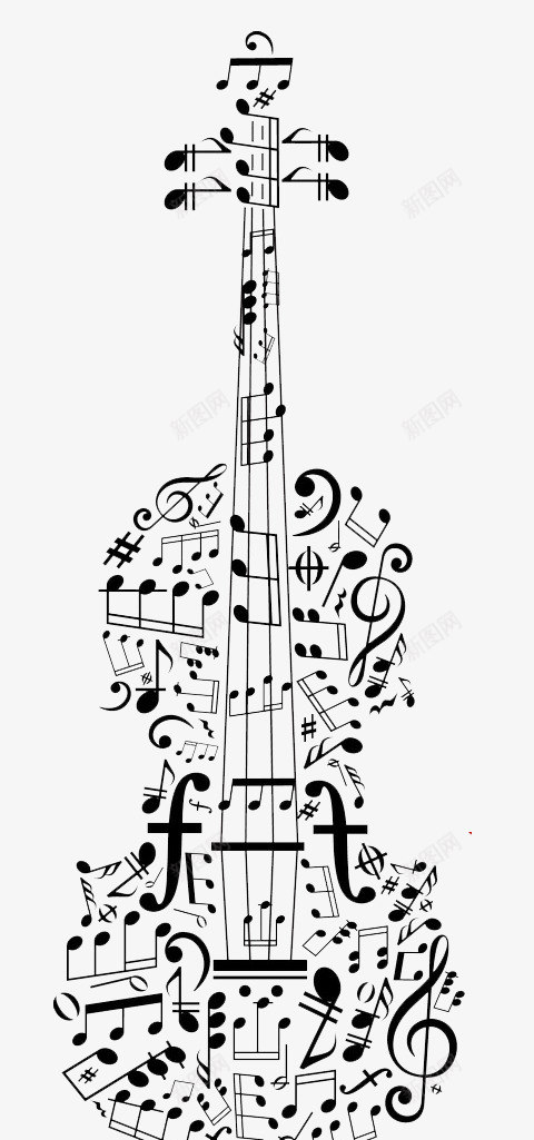 音符小提琴png免抠素材_88icon https://88icon.com 乐器 创意 小提琴 拼图 新年音乐会 音符
