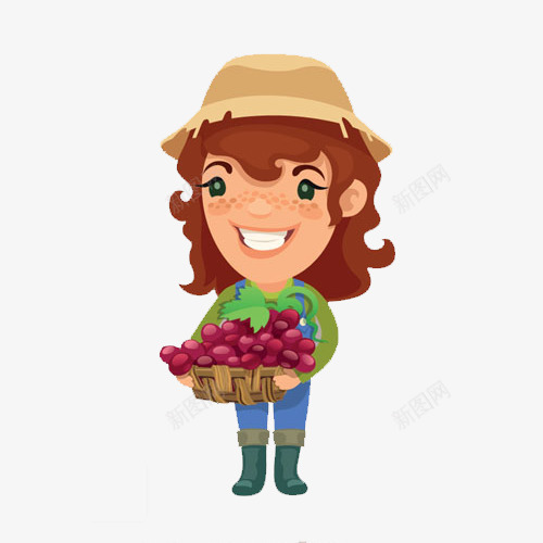 手绘女孩摘草莓png免抠素材_88icon https://88icon.com png素材图片 女孩 工人 草帽 草莓