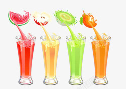 卡通水果果汁补充维生素营养素材