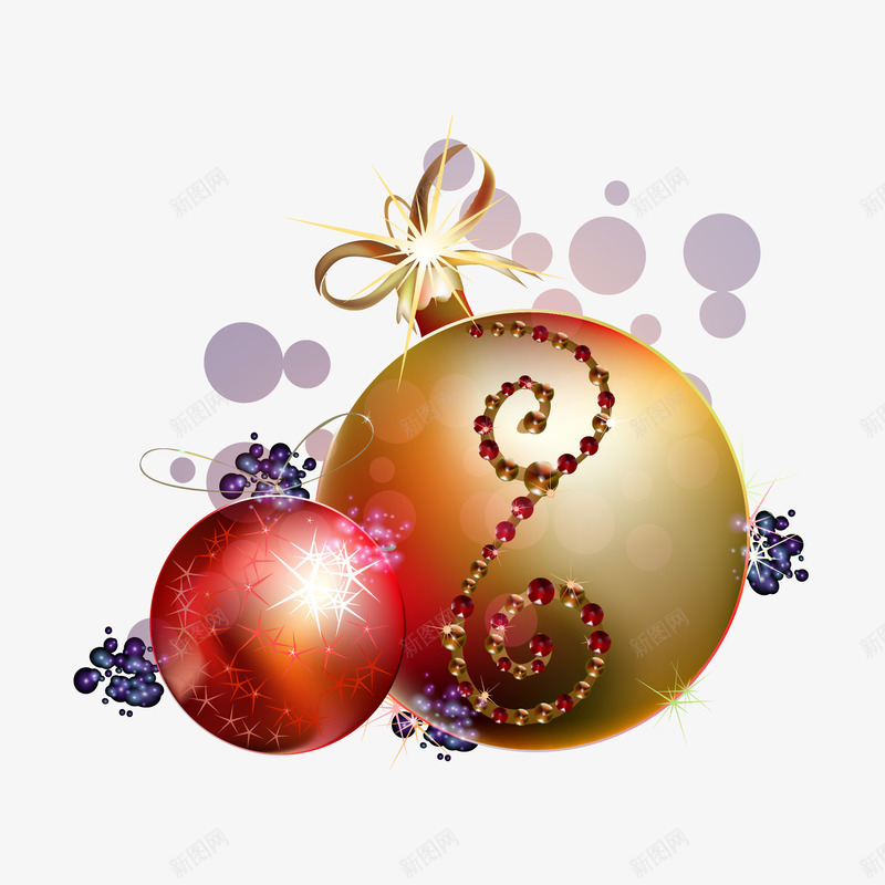 圣诞装饰圆球图案矢量图ai免抠素材_88icon https://88icon.com 圆球图案 圣诞装饰 矢量图