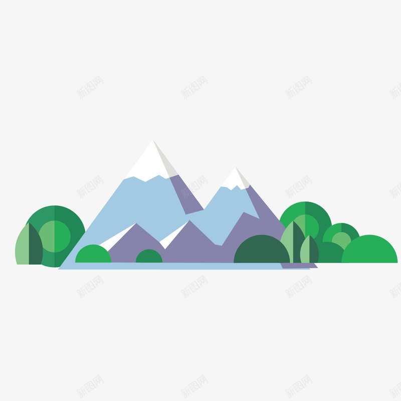 几何雪山png免抠素材_88icon https://88icon.com 几何绿植 大自然 植物 环保 矢量卡通 雪山