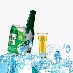 矢量绿色酒瓶雪花啤酒高清图片
