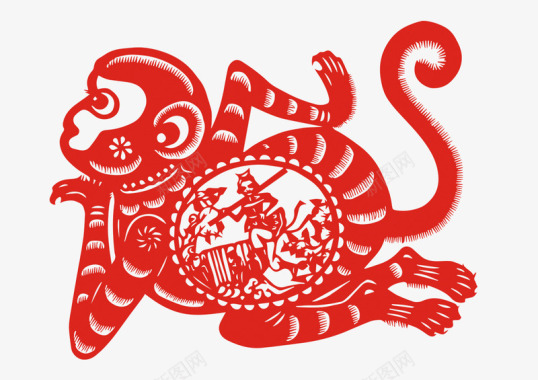 中国风小标签装饰猴子图案图标图标