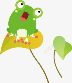 青蛙卡通绿色荷叶动物矢量图素材