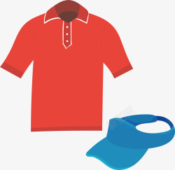 红色上衣蓝色帽子高尔夫用品矢量图素材