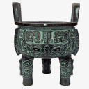 青铜器古典剪影中国风鼎高清图片