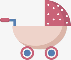 粉色婴儿手推车矢量图素材