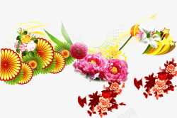 彩色手绘花朵植物装饰贺卡素材