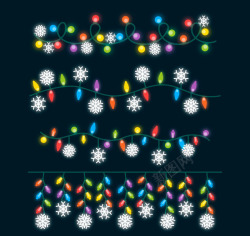 彩灯串卡通4款创意雪花节日彩灯串矢量图高清图片