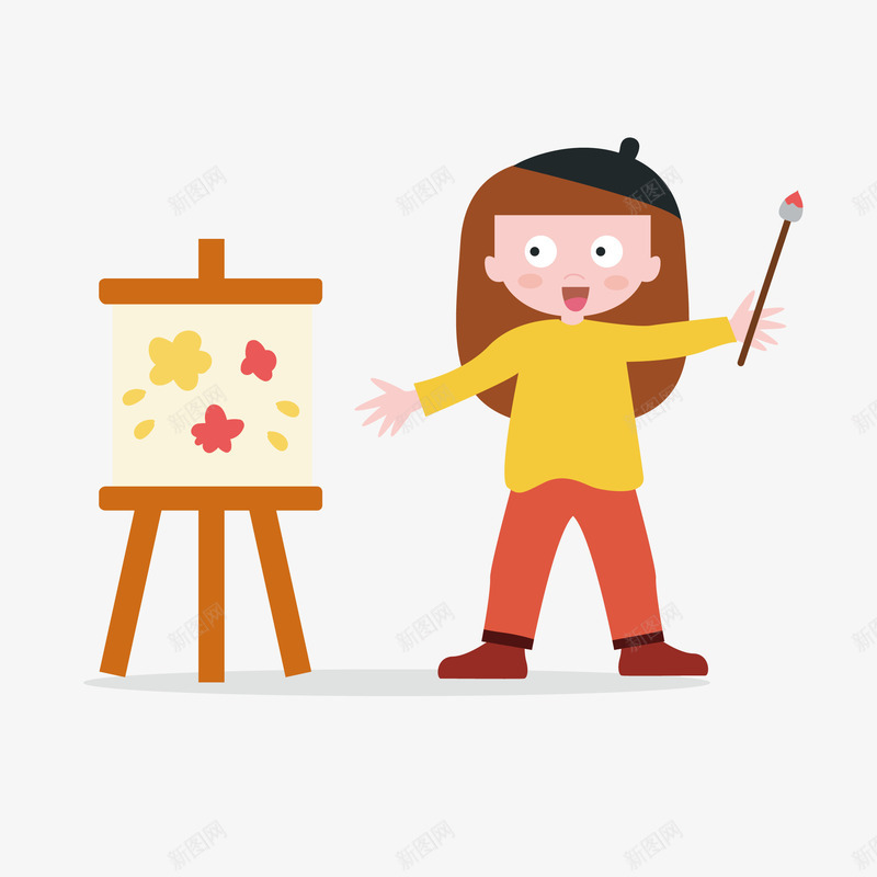 学画画的小女孩png免抠素材_88icon https://88icon.com 可爱 女孩 家庭教育 绘画