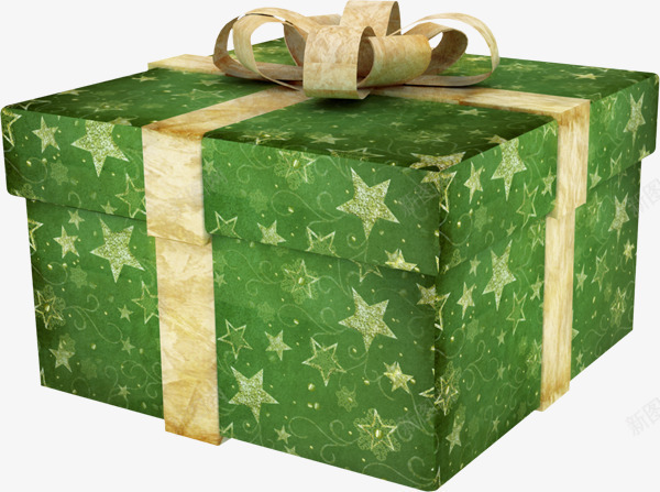 圣诞节绿色礼盒png免抠素材_88icon https://88icon.com 五角星 圣诞节 礼盒 绿色