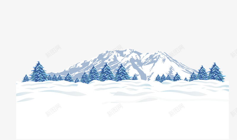 卡通雪地雪山png免抠素材_88icon https://88icon.com 免抠PNG 卡通 唯美 大自然 树木 雪地 雪山