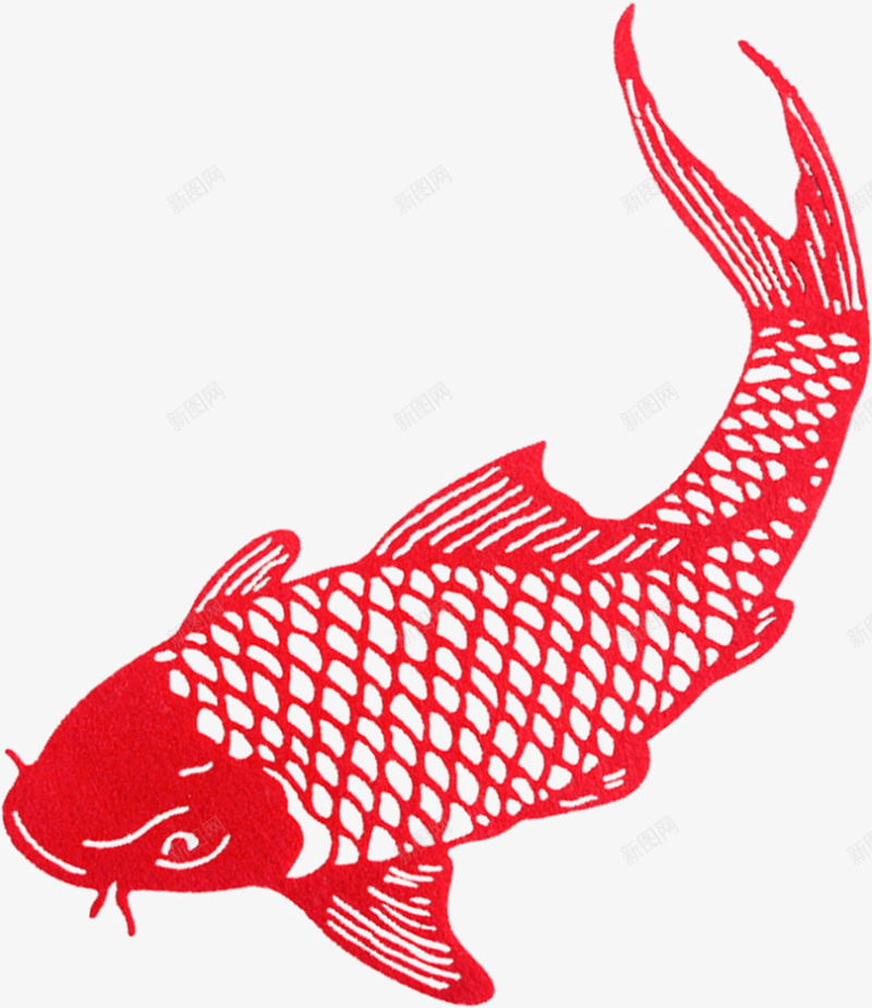 红色中国风鲤鱼剪纸png免抠素材_88icon https://88icon.com 年年有余 新年 新春 春节 红色剪纸 过年 鲤鱼