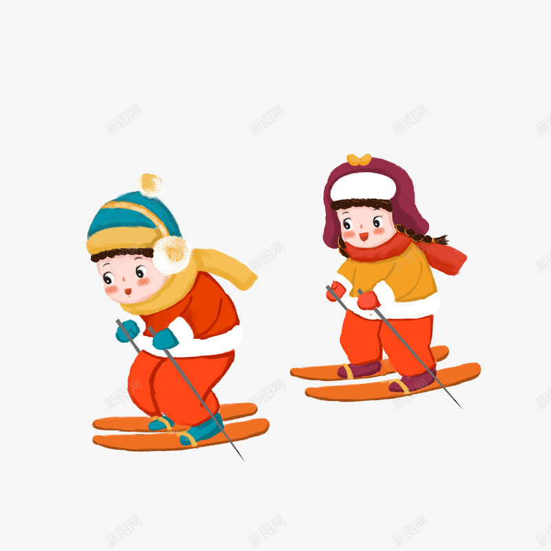 卡通滑雪psd免抠素材_88icon https://88icon.com PNG图 PNG图下载 冬季人物 创意卡通 卡通 卡通插图 小人 插图 滑雪 滑雪橇 滑雪的孩子