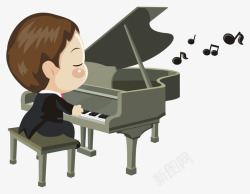 漂亮钢琴键手绘钢琴演奏高清图片