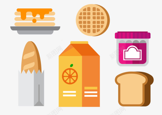 食品海报背景元素早餐食品图标矢量图图标