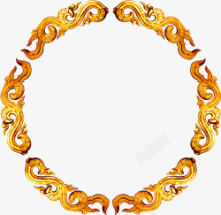 金色复古花纹圆环中秋素材
