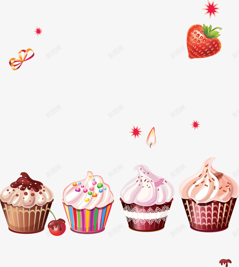 卡通蛋糕png免抠素材_88icon https://88icon.com 卡通蛋糕点心 纸托蛋糕 草莓