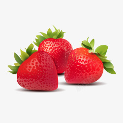 3个红色新鲜草莓素材