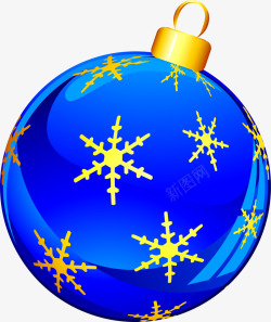 蓝色雪花圣诞球素材