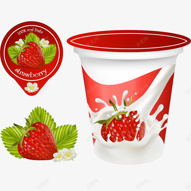 草莓酸奶矢量图eps免抠素材_88icon https://88icon.com 卡通酸奶 矢量酸奶 草莓 草莓酸奶 酸奶 矢量图