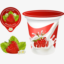 草莓酸奶矢量图素材
