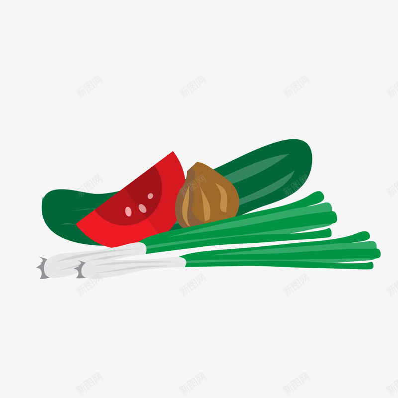 食材葱黄瓜番茄矢量图ai免抠素材_88icon https://88icon.com 番茄 葱 食材 黄瓜 矢量图
