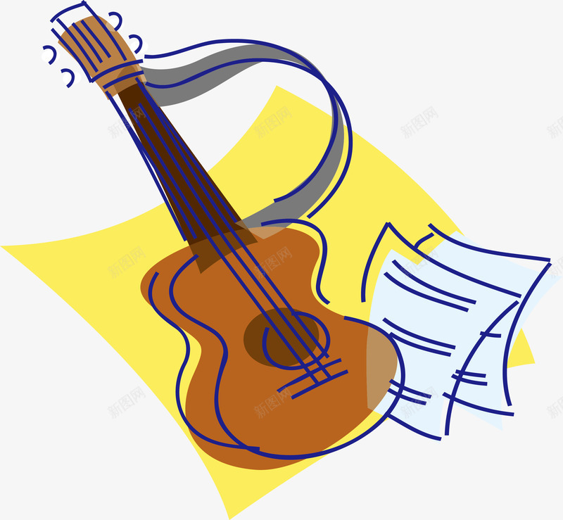 吉他与乐谱png免抠素材_88icon https://88icon.com 乐器 乐器培训 乐谱 卡通乐器 卡通乐器矢量图 卡通器材 吉他 音乐器材