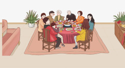 家庭聚餐中国风新年家庭聚餐年夜饭高清图片