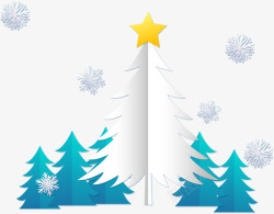 折纸圣诞树手绘松树剪纸装饰矢量图高清图片