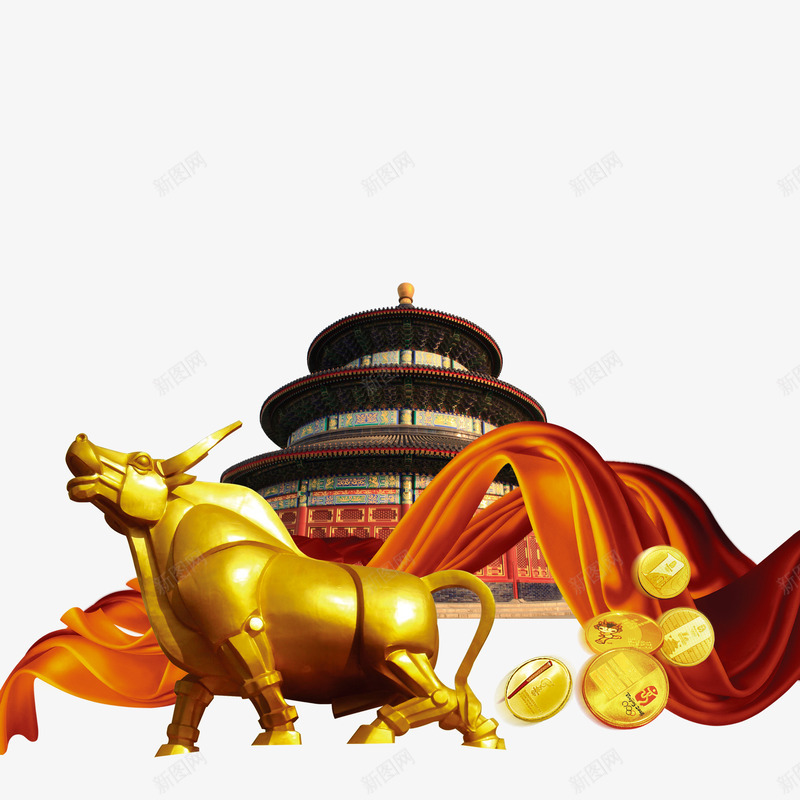 银行标志宣传png免抠素材_88icon https://88icon.com 办理 贷款 金牛 金融 金钱 银行宣传 飘带 黄金