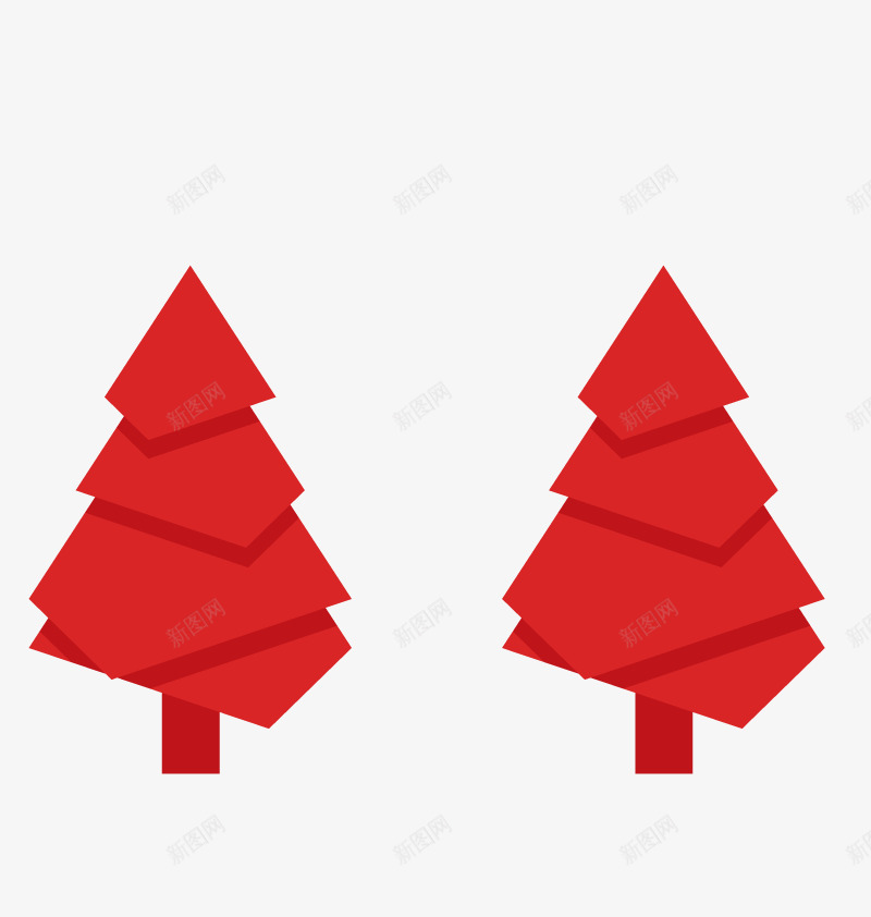 红圣诞树矢量图ai免抠素材_88icon https://88icon.com 剪纸 圣诞元素 圣诞树素材 圣诞节 矢量图