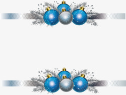 蓝色银色圣诞球边框矢量图素材