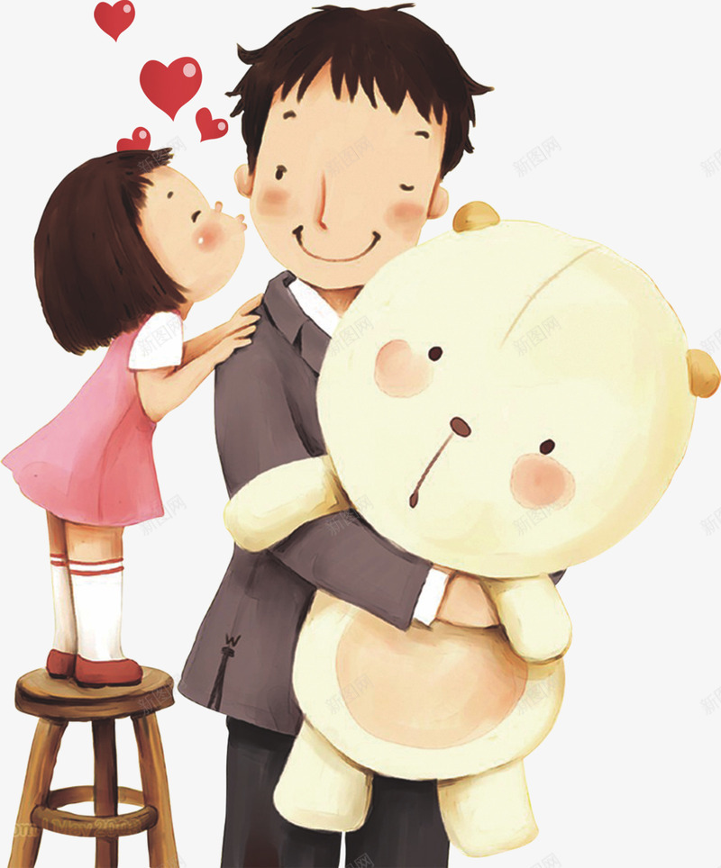 卡通可爱爱心父女人物玩具熊png免抠素材_88icon https://88icon.com 人物 卡通 可爱 爱心 父女 玩具