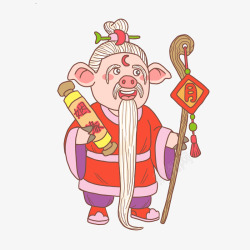 猪年吉祥物2019猪年月老神仙猪高清图片