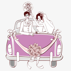 婚车上的婚车上的新娘新郎高清图片