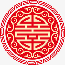 矢量结婚素材红色中国风喜字装饰高清图片