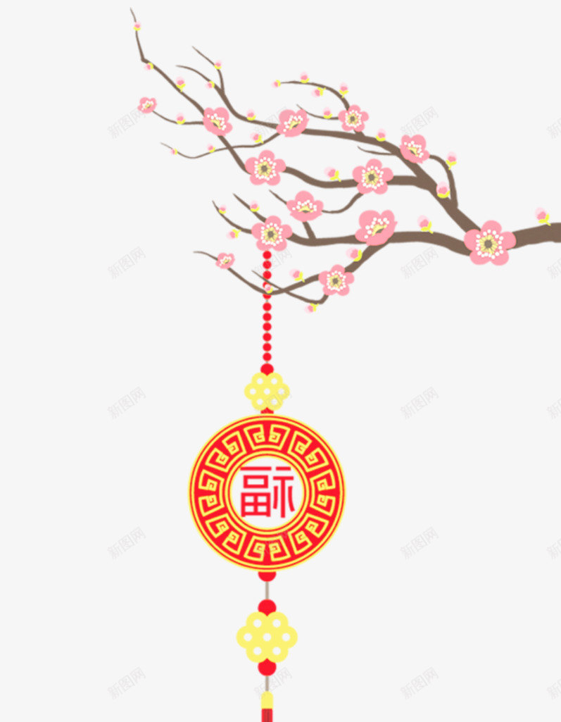 元旦海报背景元素png_88icon https://88icon.com 中国结 元旦节 创意设计 梅花 海报背景 迎新年