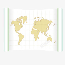 黄色卷轴世界地图矢量图素材