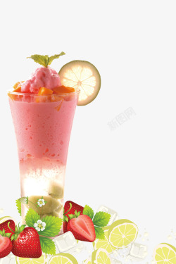 鲜榨果汁店夏日冷饮刨冰海报装饰高清图片