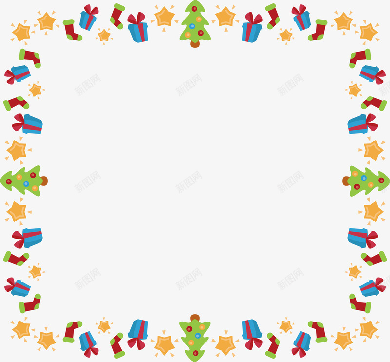可爱圣诞礼物星星装饰框png免抠素材_88icon https://88icon.com 可爱边框 圣诞节 圣诞边框 星星边框 矢量png 礼物边框