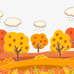 秋天下雨秋收果树矢量图高清图片