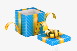 蓝色圣诞礼物蓝色条纹礼物盒高清图片