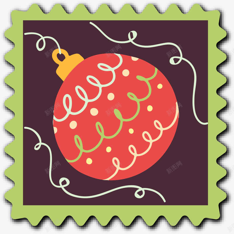 手绘圣诞节彩球邮票png免抠素材_88icon https://88icon.com 圣诞节 彩球 手绘 标签贴纸 正方形 矢量图案 邮票